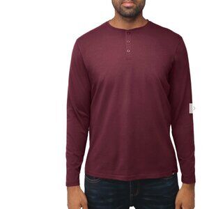X Ray Jeans | Men's Burgundy Red Classic Long Sleeve Henley T-Shirt Medium